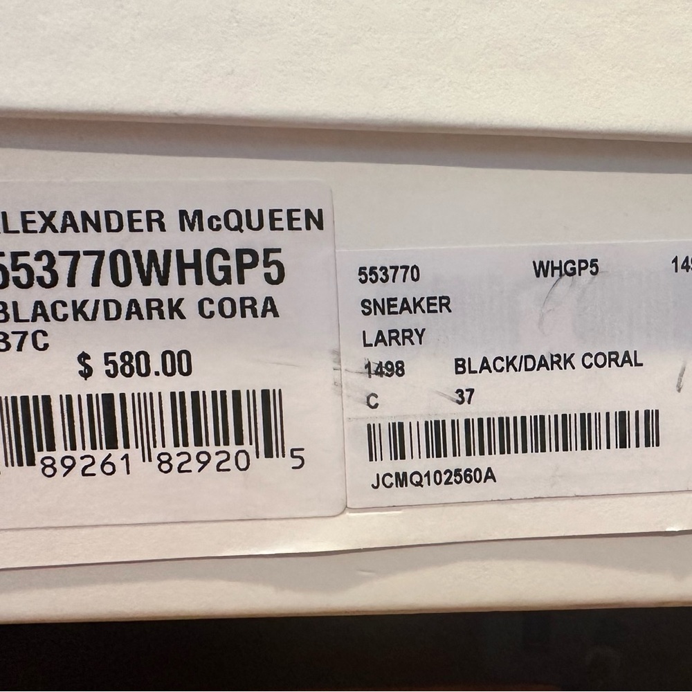Alexander McQueen  Oversize Colorblock Sneaker BLACK/ DARK CORAL - Picture 15 of 15